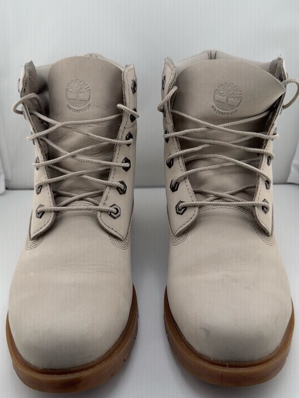 Timberland Men's Light Beige Lace-Up Work Boots